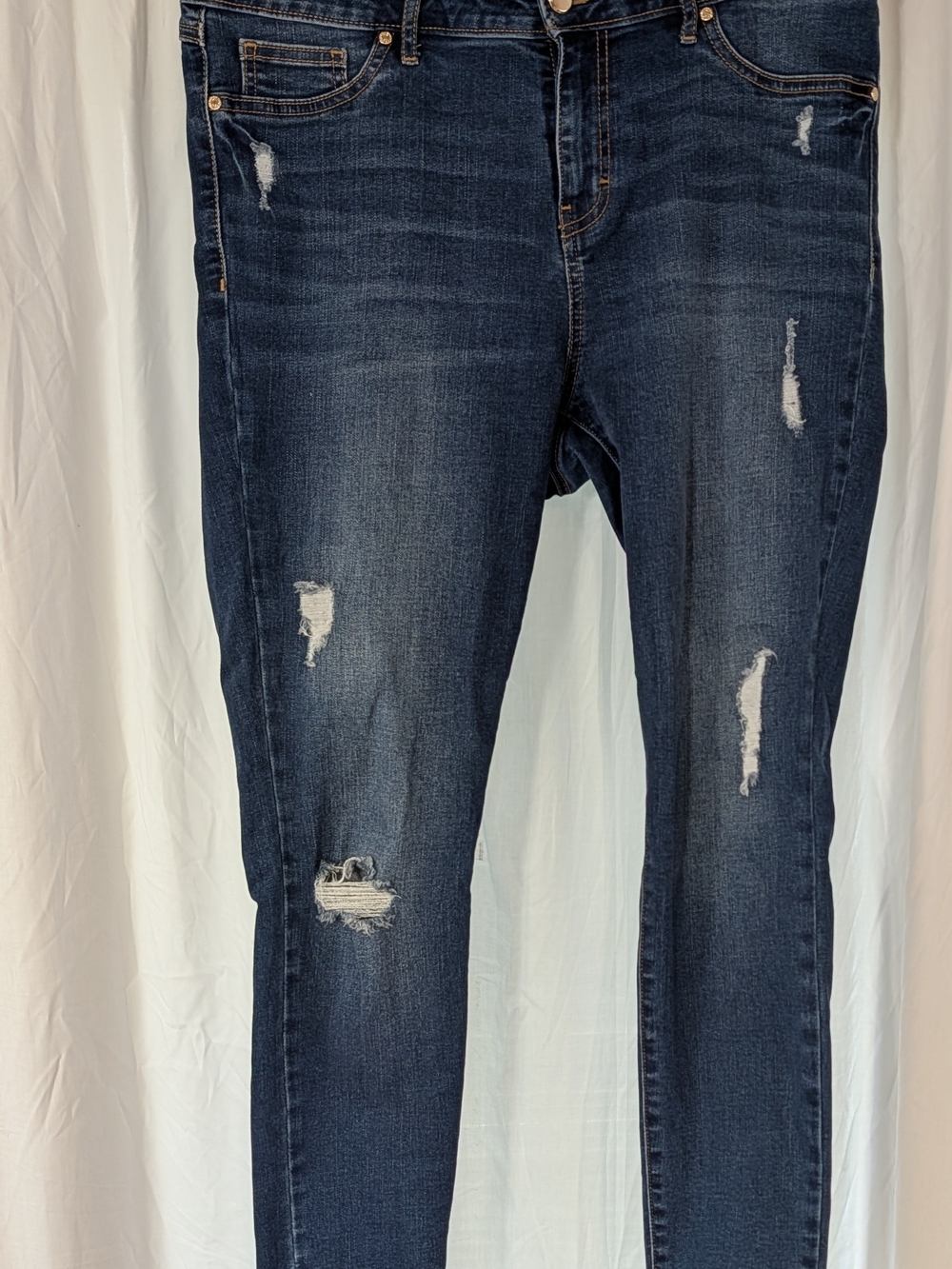 Jennifer Lopez J LO Women’s Dark Blue Distressed Skinny Jeans Size 12 Short